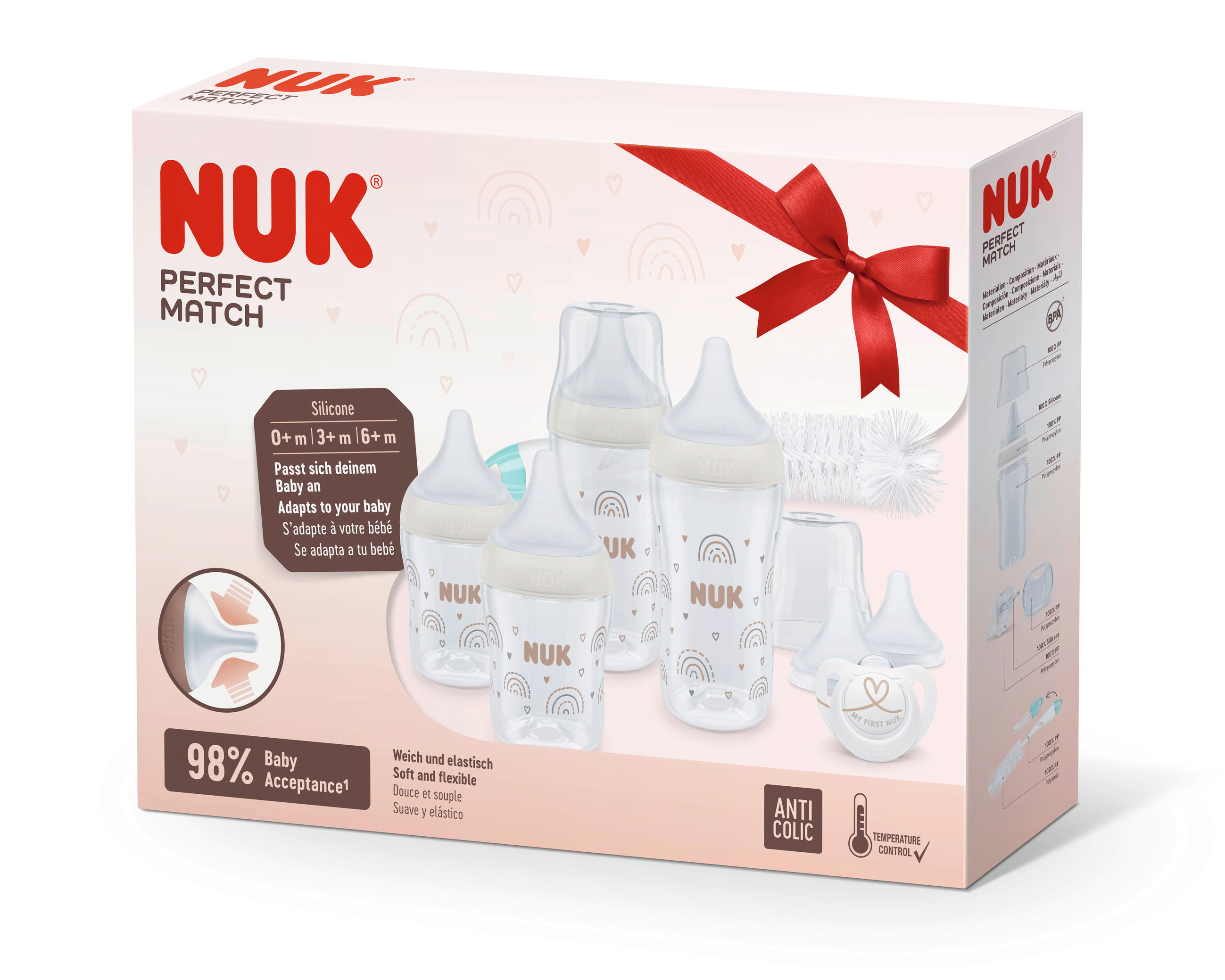 FLÄSCHCHENSET Perfect Match 8-teilig  - Transparent/Beige, Basics, Kunststoff (7,4/33,6/25,5cm) - NUK