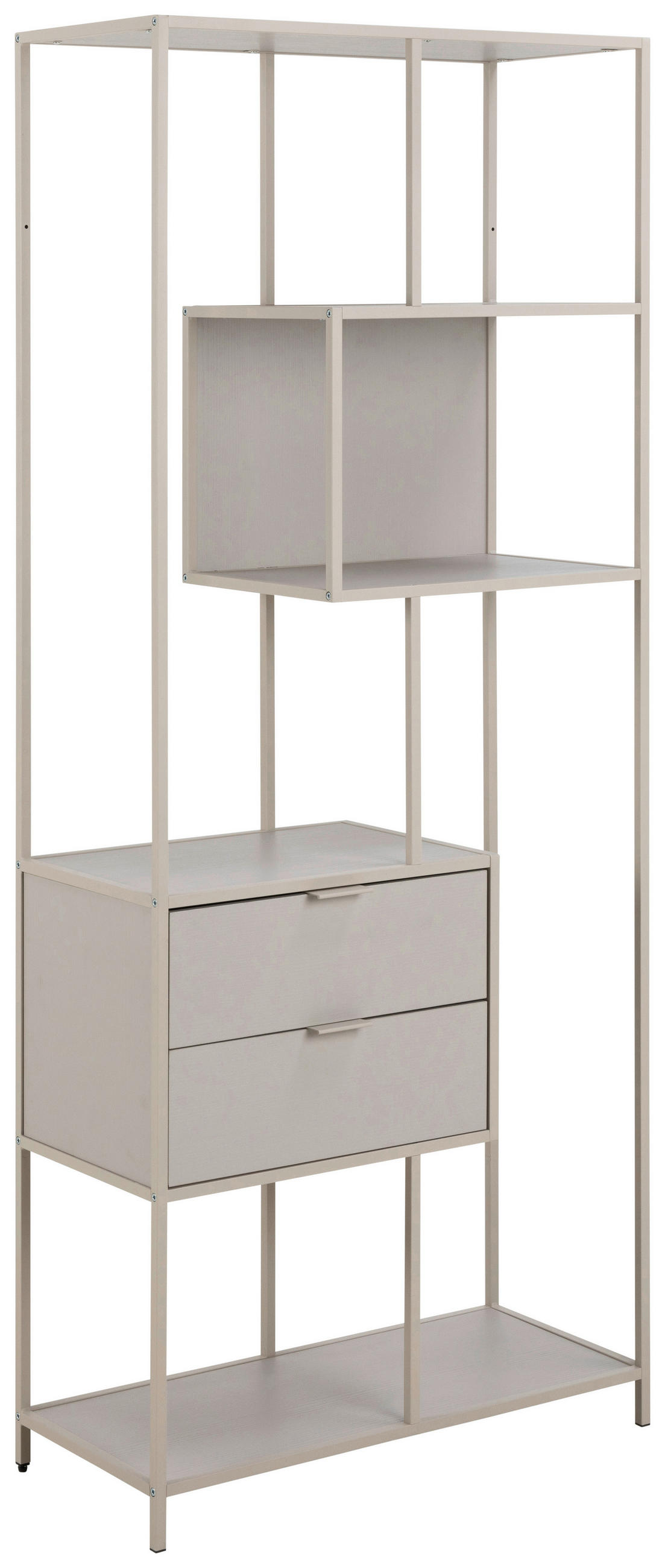 REGAL Hellgrau  - Hellgrau/Schwarz, MODERN, Holzwerkstoff/Kunststoff (77/185/35cm)