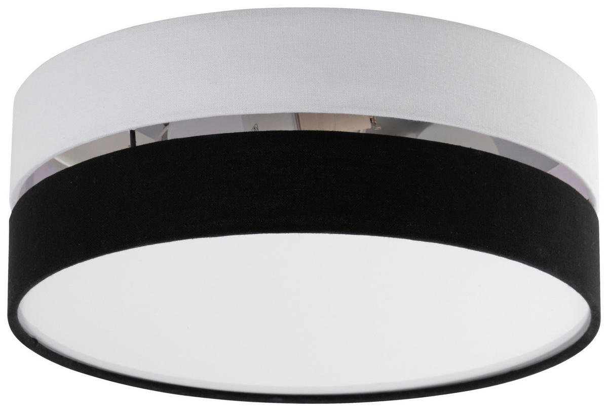 DECKENLEUCHTE 37/13,5 cm   - Schwarz/Weiß, MODERN, Kunststoff/Textil (37/13,5cm) - Novel