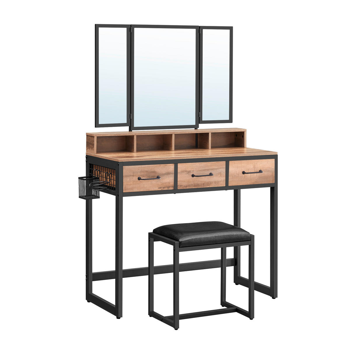 TOALETNÝ STOLÍK, čierna, farba duba, 90/40/141 cm - čierna/farba duba, Trend, kov/kompozitné drevo (90/40/141cm) - Boxxx