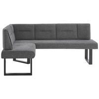 ECKBANK in Metall, Textil Graphitfarben  - Schwarz/Graphitfarben, Design, Textil/Metall (142/182cm) - Valdera