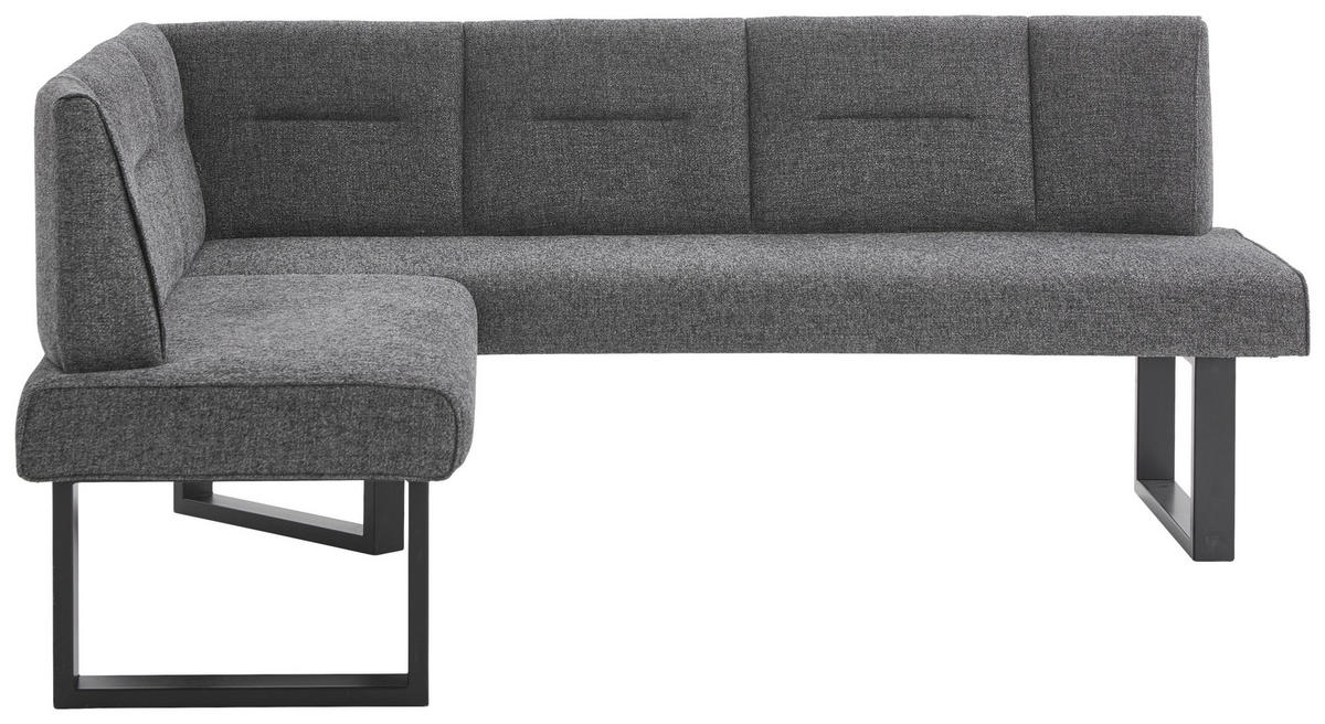 ECKBANK in Metall, Textil Graphitfarben  - Schwarz/Graphitfarben, Design, Textil/Metall (142/182cm) - Valdera