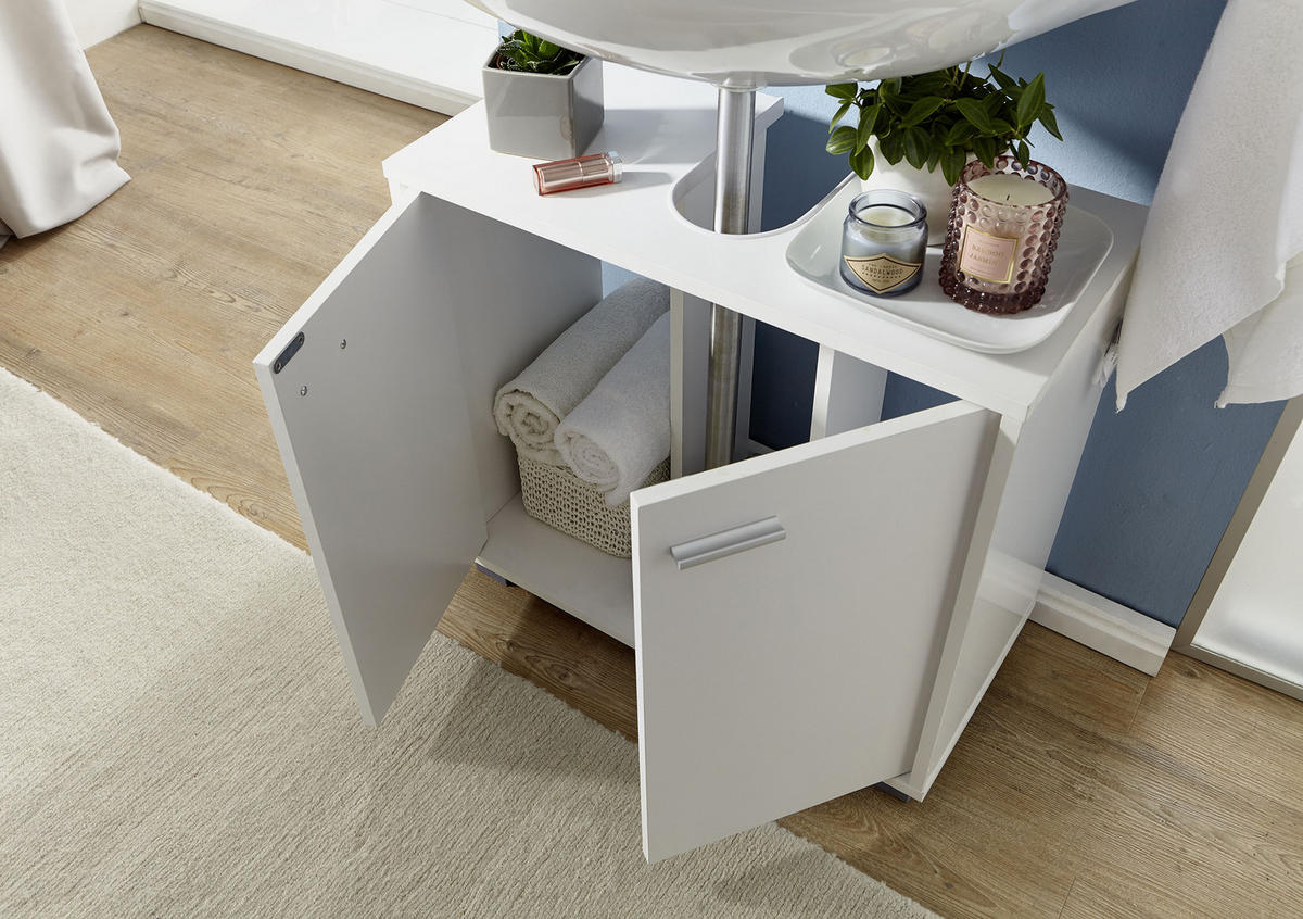 OMARICA ZA POD UMIVALNIK 60/55/30 cm  - bela/barve aluminija, Basics, kovina/umetna masa (60/55/30cm) - MID.YOU