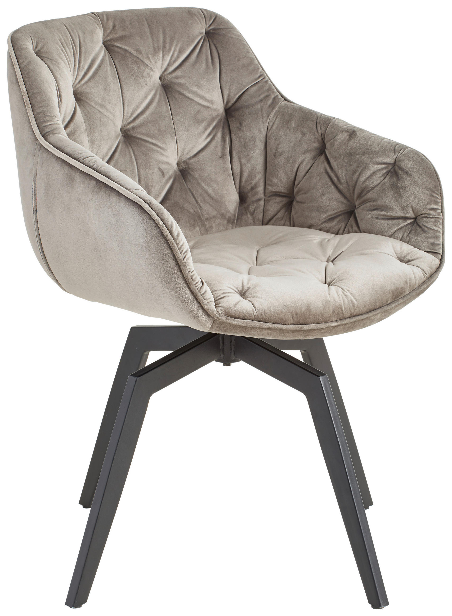 ARMLEHNSTUHL  in Eisen Samt  - Schwarz/Grau, MODERN, Holz/Textil (59,5/84/63,5cm) - Livetastic