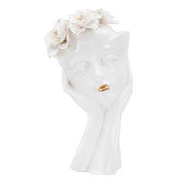 Vase Woman Mask  - Goldfarben/Weiß, Basics, Keramik (16,5/27,3/14cm)