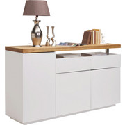 Kommode in teilmassiv Eiche Eichefarben, Weiß - Eichefarben/Weiß, Design, Holz/Holzwerkstoff (170/92/43cm) - Novel