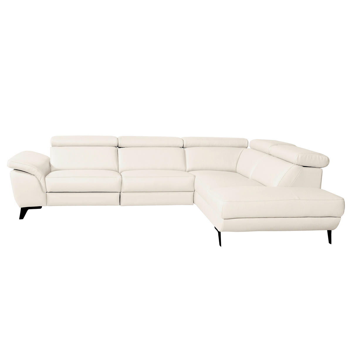ECKSOFA DALLAS in Echtleder Creme  228/283 cm  - Creme/Schwarz, Design, Leder/Metall (228/283cm) - Livetastic