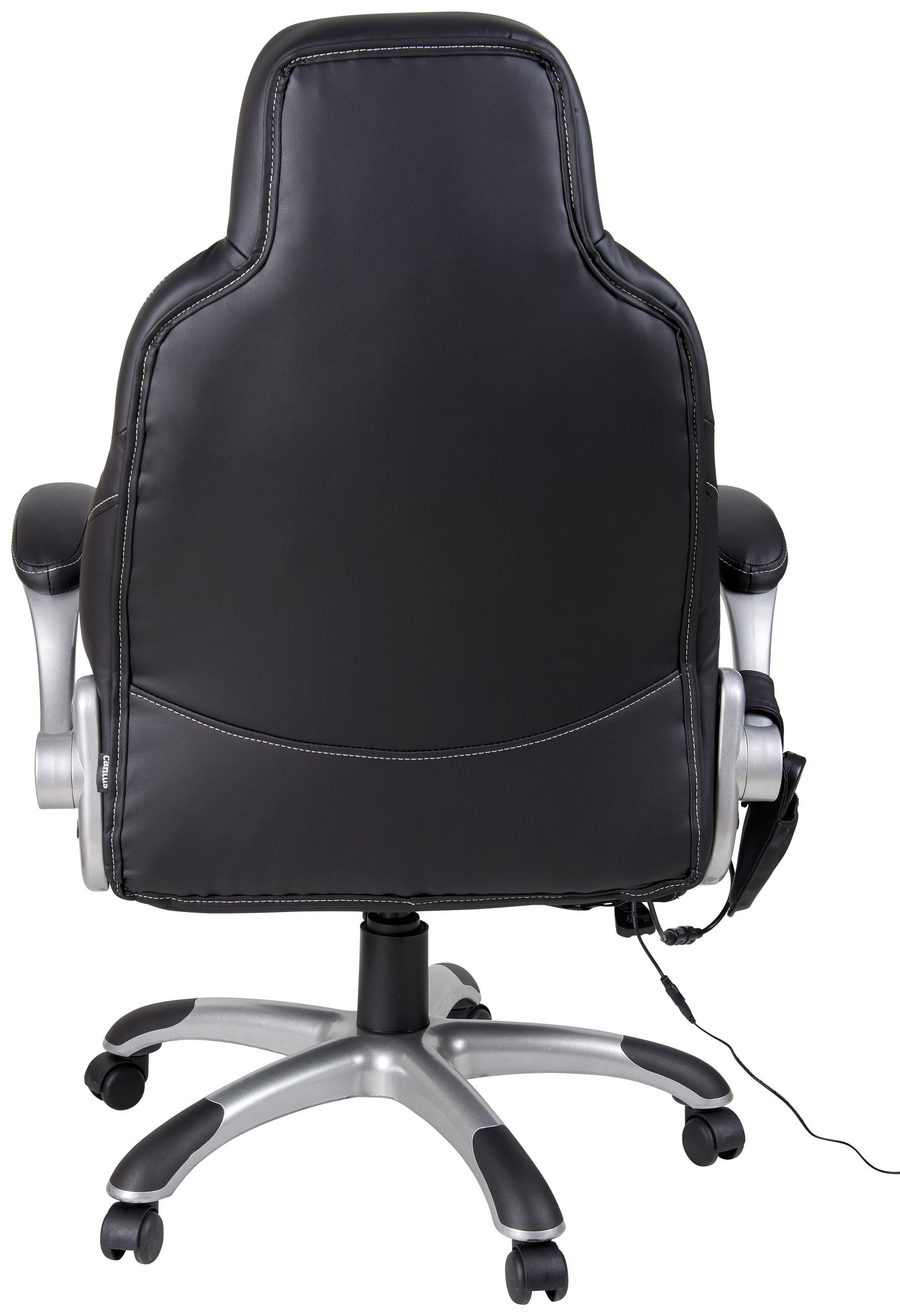 CHEFSESSEL Lederlook Schwarz - Silberfarben/Schwarz, KONVENTIONELL, Kunststoff/Textil (70/124-117/76,5cm) - Livetastic