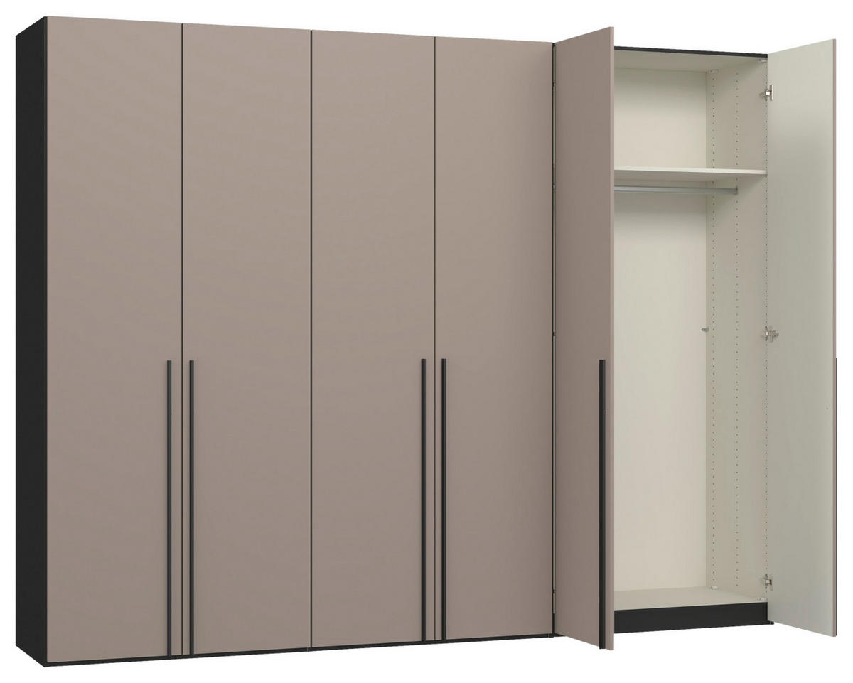 DREHTÜRENSCHRANK 303/236/59 cm,  in Schwarz, Hellbraun, 6-türig  - Hellbraun/Schwarz, Design, Holzwerkstoff/Metall (303/236/59cm) - Jutzler