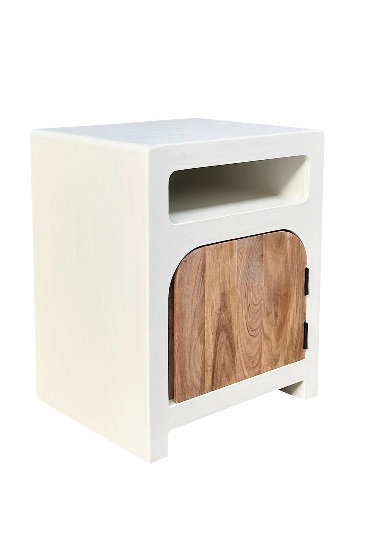 NACHTSCHRANK 50/60/40 cm Akazie massiv  - Naturfarben/Weiß, Basics, Holz/Holzwerkstoff (50/60/40cm) - Livetastic