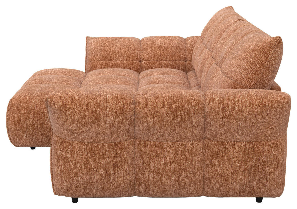 ECKSOFA Rosa Chenille Rücken echt  - Schwarz/Rosa, Design, Kunststoff/Textil (177/312cm) - Welnova