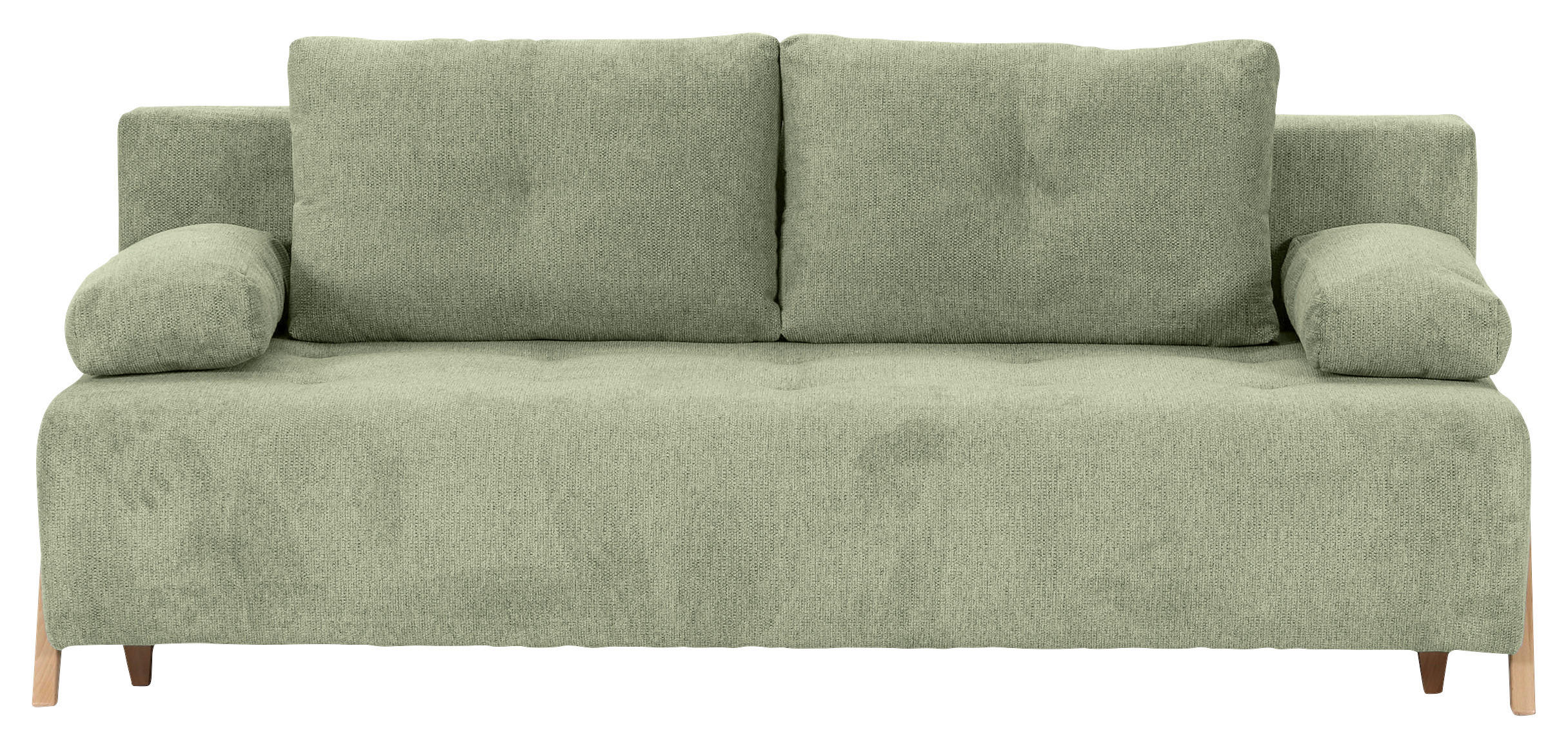 SCHLAFSOFA  mit Liegefunktion, Rücken echt Flachgewebe Hellgrün  - Buchefarben/Hellgrün, KONVENTIONELL, Holz/Textil (204/75/100cm) - Carryhome