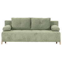 SCHLAFSOFA  mit Liegefunktion, Rücken echt Flachgewebe Hellgrün  - Buchefarben/Hellgrün, KONVENTIONELL, Holz/Textil (204/75/100cm) - Carryhome