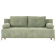 SCHLAFSOFA Flachgewebe Hellgrün Rückenkissen, Armlehnenkissen, Bettkasten, Schlaffunktion, Rücken echt, Liegefläche im Originalstoff  - Buchefarben/Hellgrün, KONVENTIONELL, Holz/Textil (204/75/100cm) - Carryhome