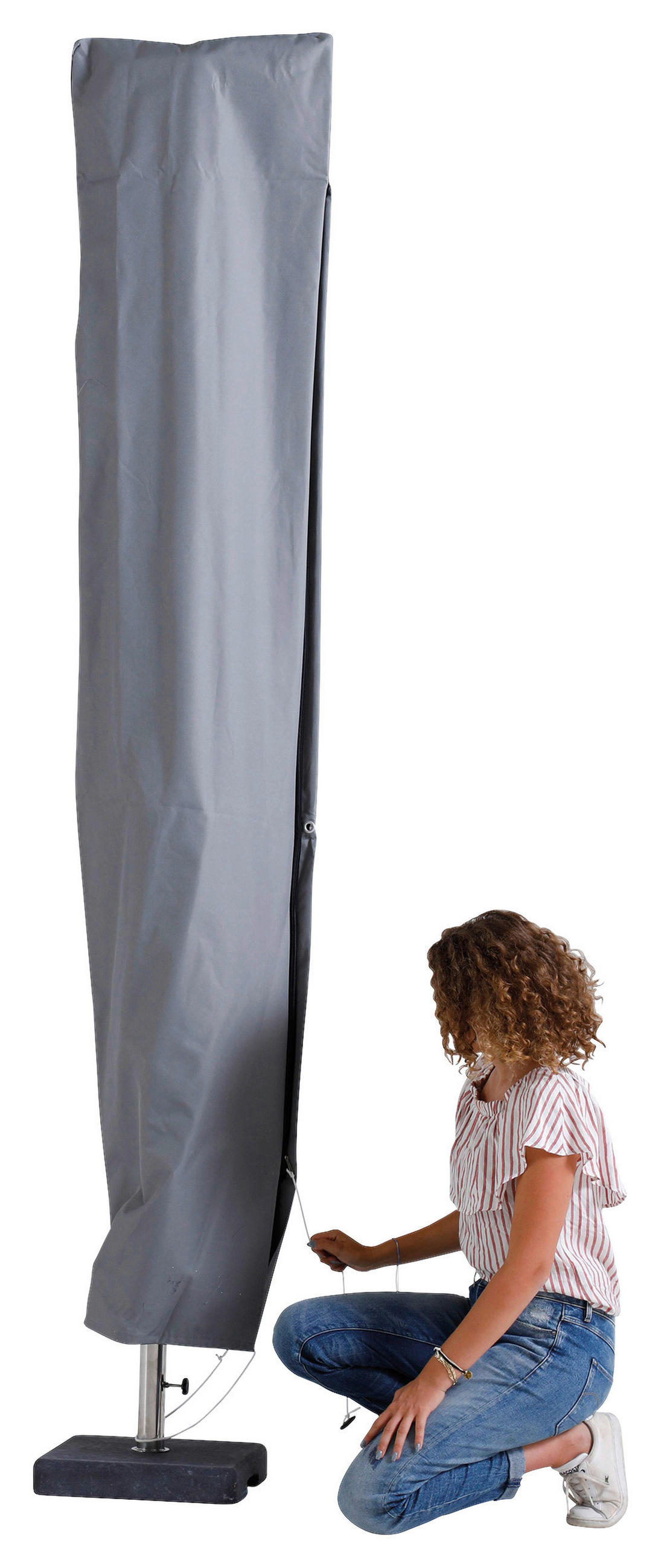 SONNENSCHIRM  355/300 cm  - Taupe/Anthrazit, Basics, Textil/Metall (355/300cm)