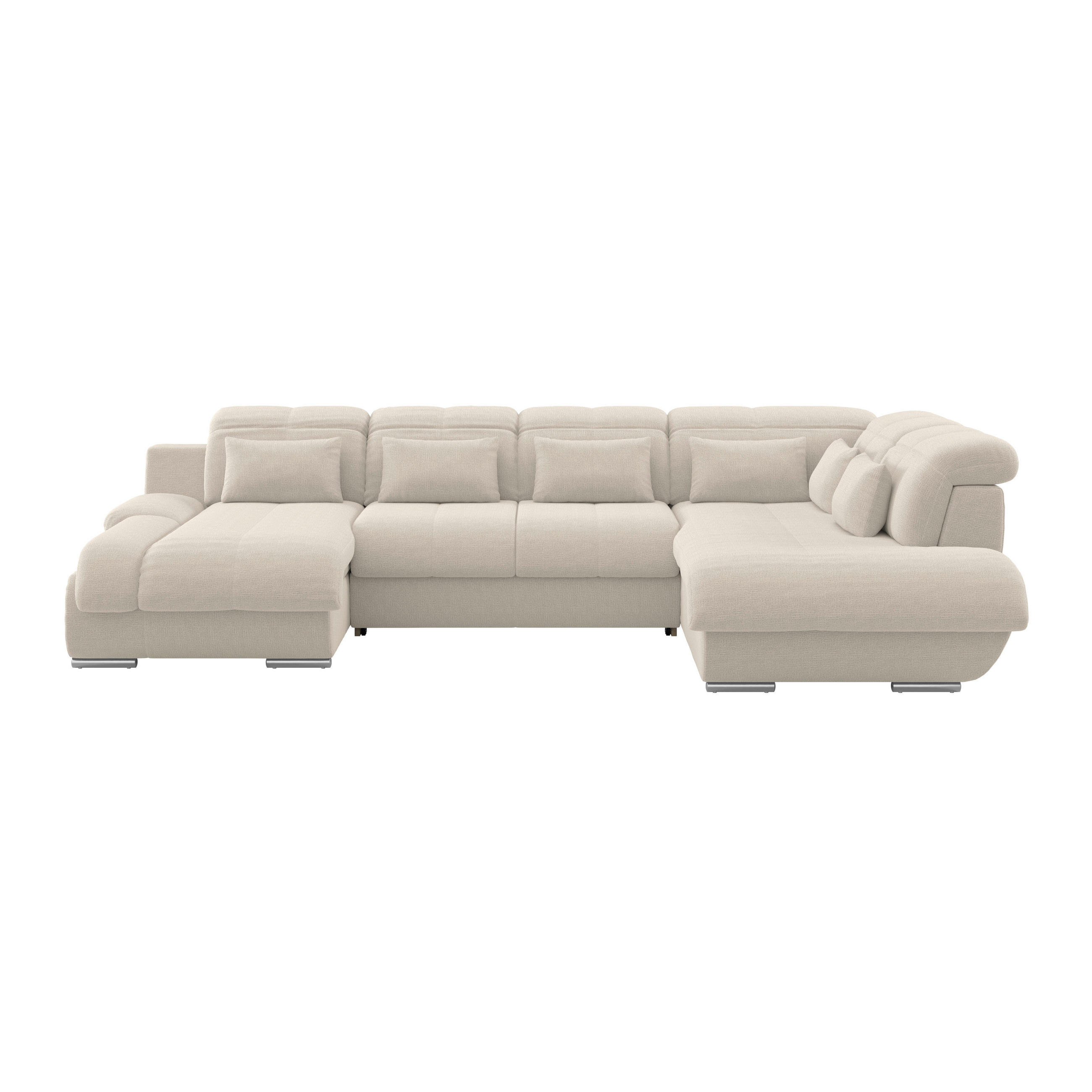 WOHNLANDSCHAFT MULTI Naturfarben Chenille  - Chromfarben/Naturfarben, MODERN, Textil/Metall (184/345/228cm) - Livetastic