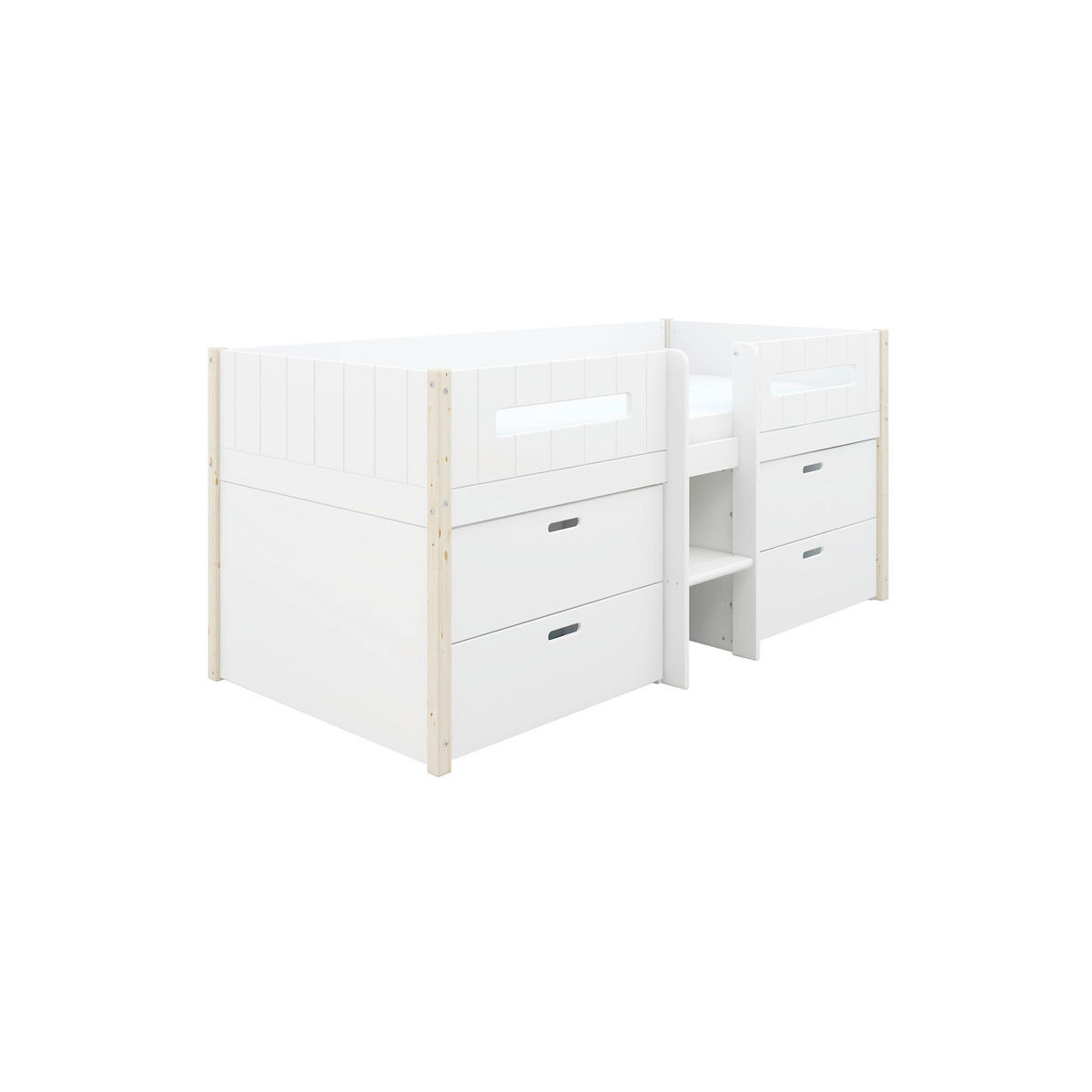 HOCHBETT 90/200 cm,  in Absturzsicherung, Rollrost, Bettschublade  - Weiß/Kieferfarben, MODERN, Holz (90/200cm) - Chameo