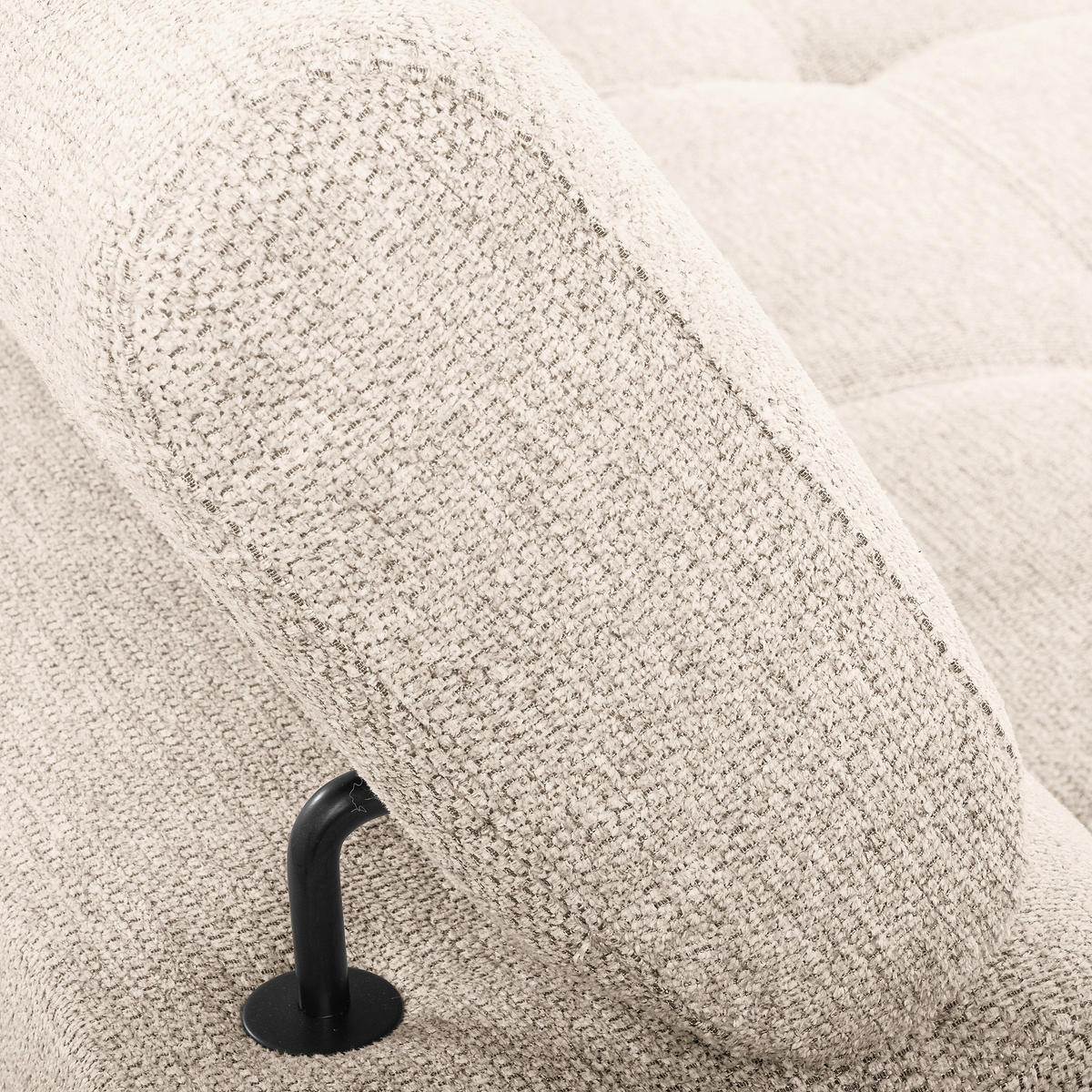 ECKSOFA TORINO Beige Chenille Bettkasten, Kopfteilverstellung  - Beige/Schwarzchrom, Design, Textil/Metall (247/173cm) - Livetastic