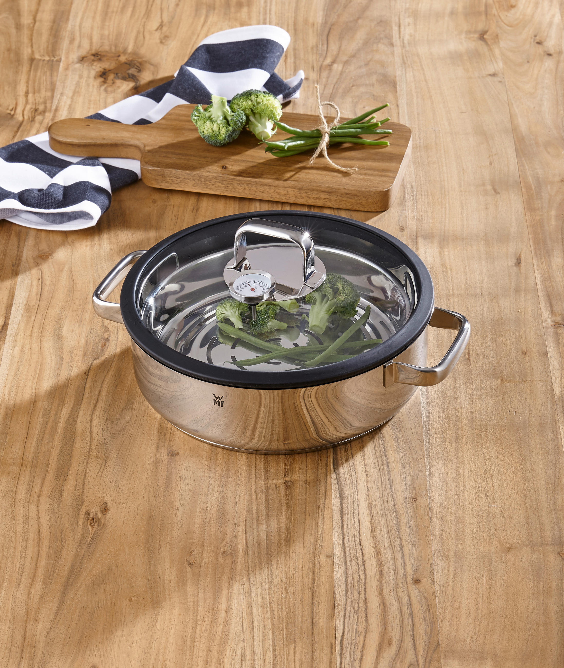 DAMPFBRÄTER Vitalis 28 cm  - Edelstahlfarben, Design, Glas/Metall (28cm) - WMF