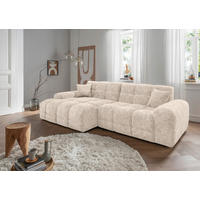 ECKSOFA in Struktur Creme  - Creme/Schwarz, Modern, Kunststoff/Textil (152/301cm) - Livetastic