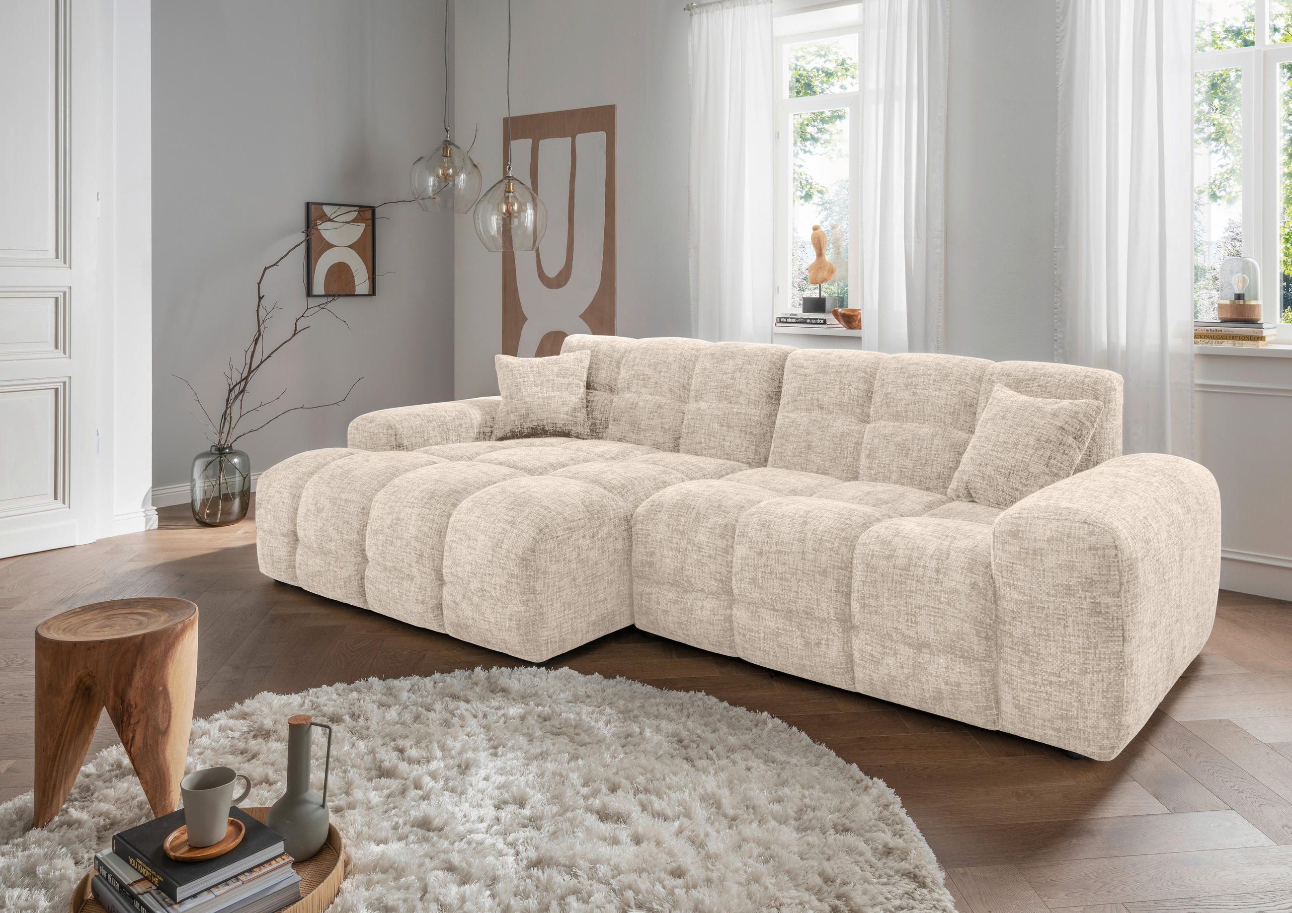 P & B Ecksofa Bosco Creme 301x152 cm