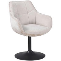 ARMLEHNSTUHL  in Eisen Chenille, Leinenoptik  - Beige/Schwarz, KONVENTIONELL, Textil/Metall (63/87/64cm) - MID.YOU