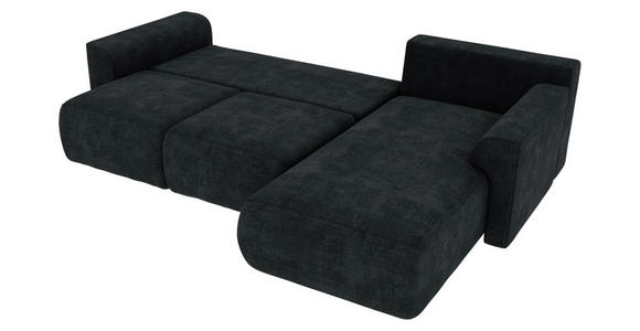 ECKSOFA in Samt Dunkelgrau  - Chromfarben/Dunkelgrau, KONVENTIONELL, Kunststoff/Textil (293/195cm) - Carryhome