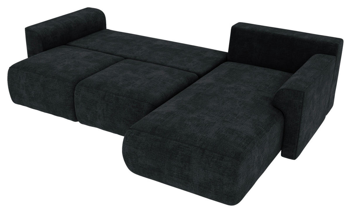 ECKSOFA Dunkelgrau Samt  - Chromfarben/Dunkelgrau, KONVENTIONELL, Kunststoff/Textil (293/195cm) - Carryhome