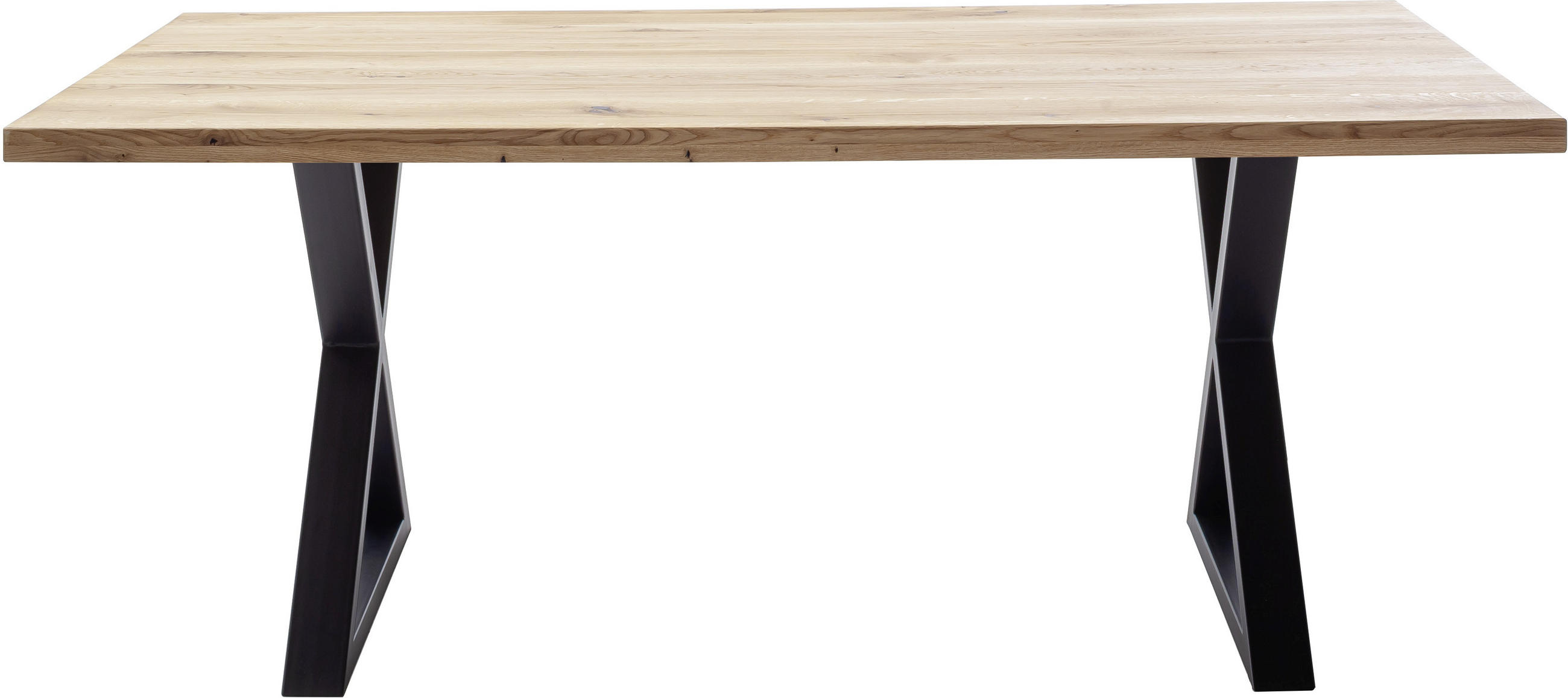 ESSTISCH Wildeiche massiv rechteckig Wildeiche  - Wildeiche/Schwarz, KONVENTIONELL, Holz/Metall (220/100/76cm) - Valdera