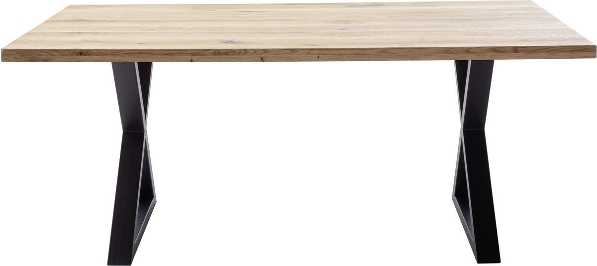ESSTISCH in Holz 160/90/76 cm  - Wildeiche/Schwarz, Konventionell, Holz/Metall (160/90/76cm) - Valdera