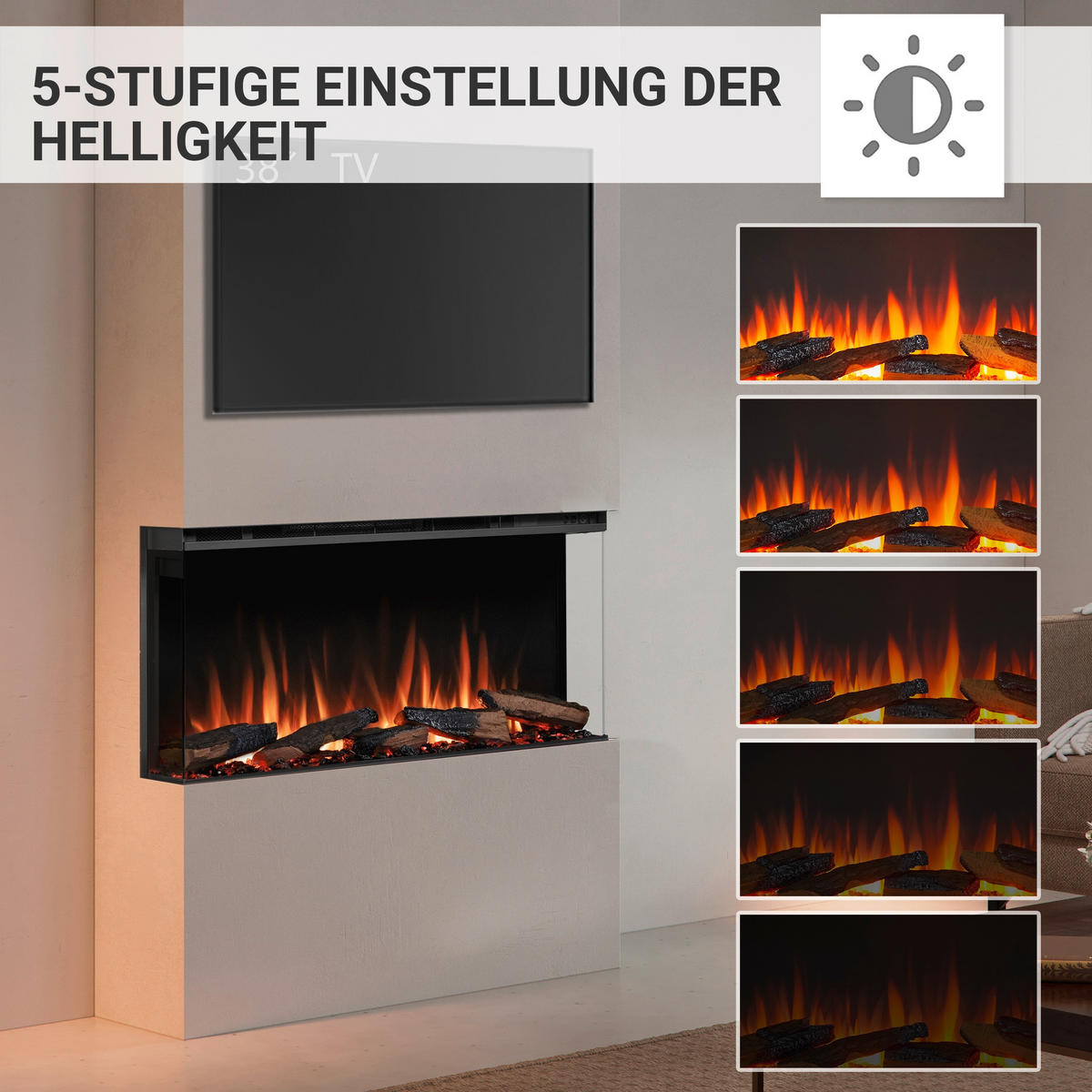 ELEKTROKAMIN - Schwarz, Basics, Metall (90/50/21cm)