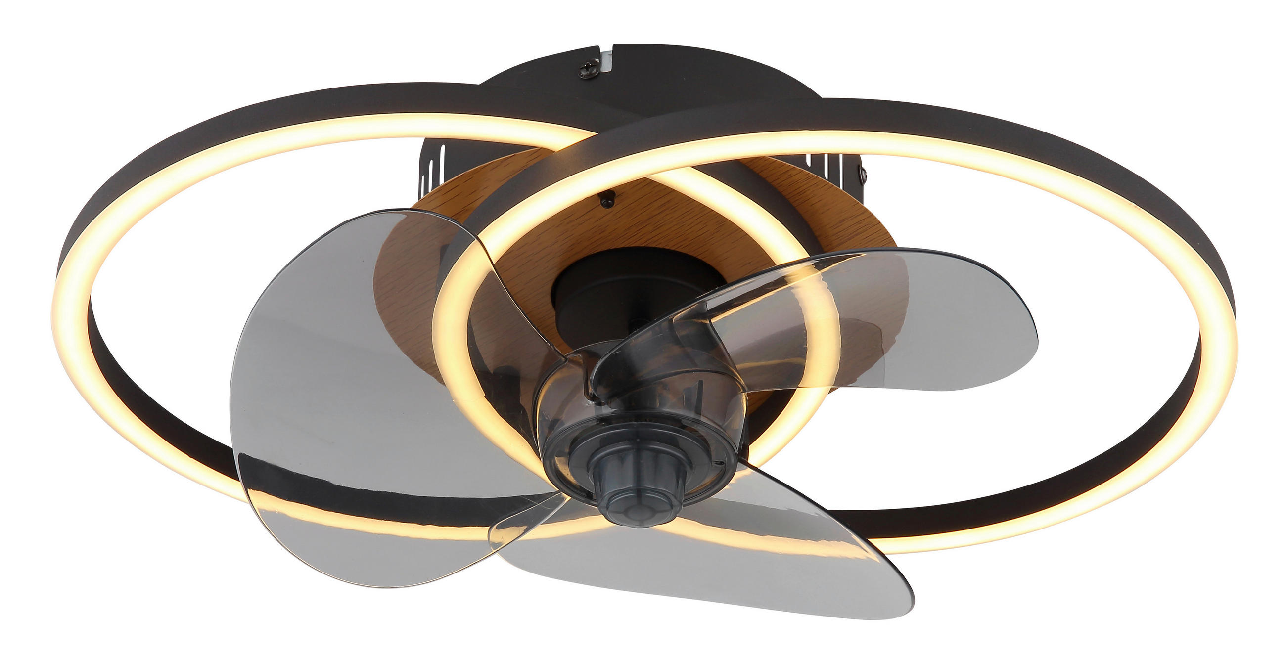 DECKENVENTILATOR - Schwarz/Grau, Design, Kunststoff/Metall (42/28/14,4cm) - Globo