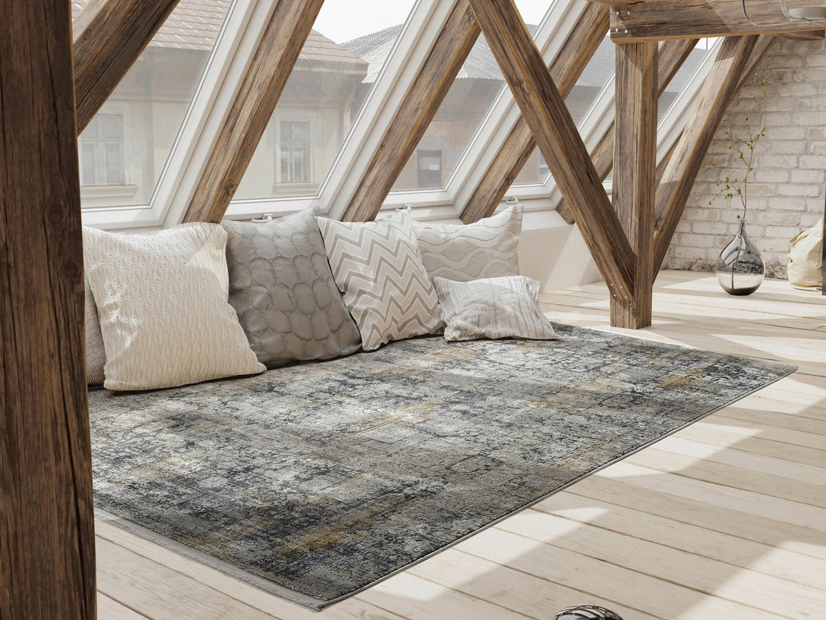 WEBTEPPICH 120/180 cm Sinfonia Grau, Goldfarben  - Goldfarben/Grau, Design, Textil (120/180cm) - Musterring