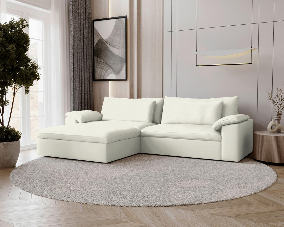 ECKSOFA  Chenille Creme  - Creme/Schwarz, Modern, Kunststoff/Textil (198/306cm) - Carryhome