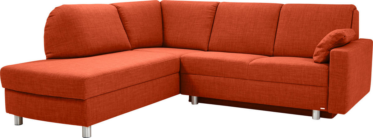 ECKSOFA in Chenille Orange  208/227 cm  - Alufarben/Orange, KONVENTIONELL, Textil/Metall (208/227cm) - Sedda