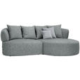 ECKSOFA in Flachgewebe Grau, Grün  235/166 cm  - Hellgrau/Schwarz, MODERN, Kunststoff/Textil (235/166cm) - Hom`in