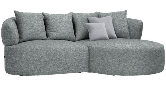 ECKSOFA in Flachgewebe Grau, Grün  235/166 cm  - Hellgrau/Schwarz, MODERN, Kunststoff/Textil (235/166cm) - Hom`in