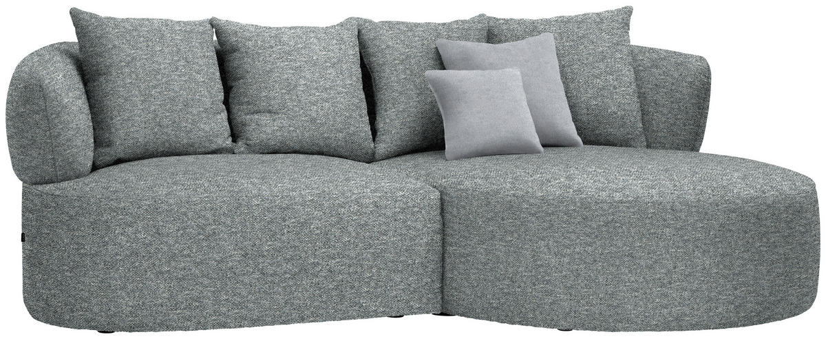 ECKSOFA in Flachgewebe Grau, Grün  235/166 cm  - Hellgrau/Schwarz, MODERN, Kunststoff/Textil (235/166cm) - Hom`in