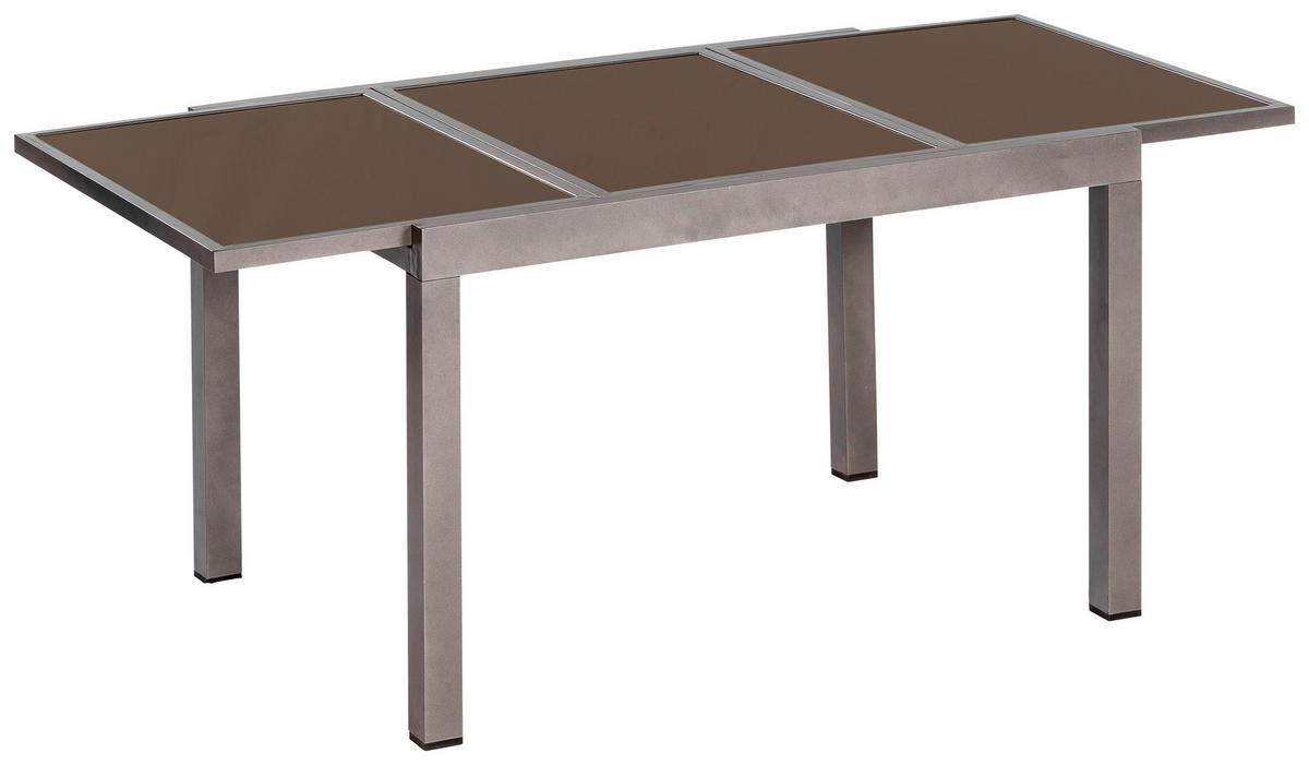GARTENTISCH 180/100/75 cm Metall rechteckig  - Graphitfarben/Braun, MODERN, Glas/Metall (180/100/75cm) - Gardenson