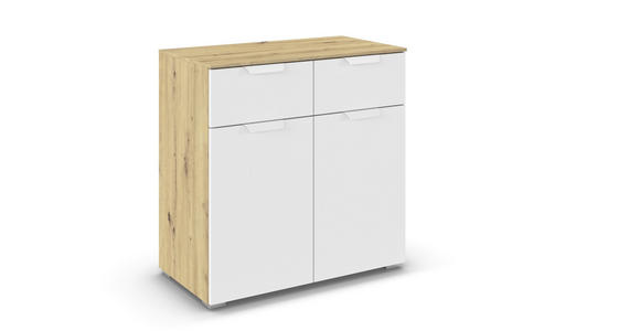 KOMMODE in 80/81/42 cm - Weiß/Eiche Artisan, Design, Holzwerkstoff/Metall (80/81/42cm) - Carryhome