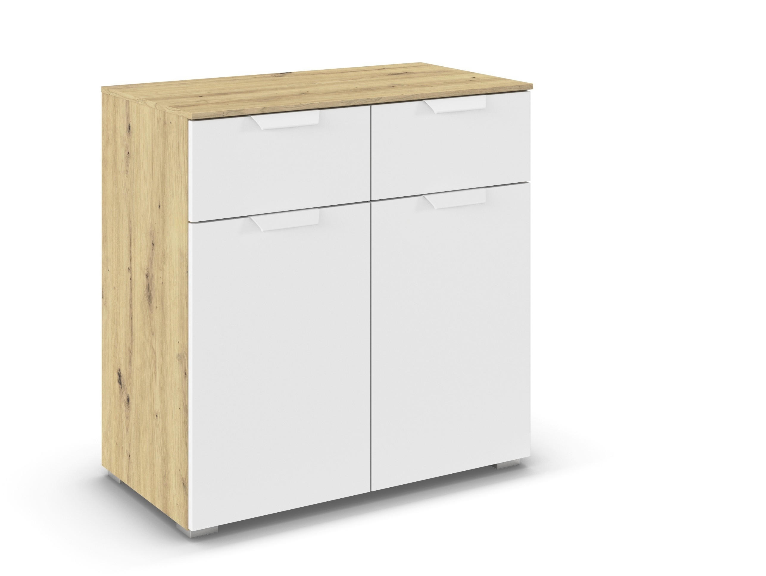 Carryhome Kommode Weiß, Eiche Artisan 80x81x42 cm