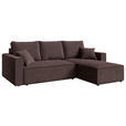 ECKSOFA Braun Cord  - Schwarz/Braun, KONVENTIONELL, Kunststoff/Textil (241/138cm) - Carryhome