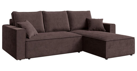 ECKSOFA Braun Cord  - Schwarz/Braun, KONVENTIONELL, Kunststoff/Textil (241/138cm) - Carryhome