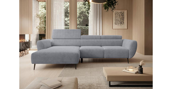 ECKSOFA  in Cord Dunkelgrau  174/277 cm  - Dunkelgrau/Schwarz, KONVENTIONELL, Textil/Metall (174/277cm) - Carryhome