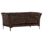 CHESTERFIELD-SOFA Dunkelbraun Flachgewebe  - Dunkelbraun/Schwarz, LIFESTYLE, Textil/Metall (195/80/100cm) - Landscape
