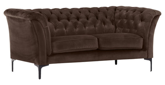 CHESTERFIELD-SOFA Dunkelbraun Flachgewebe  - Dunkelbraun/Schwarz, LIFESTYLE, Textil/Metall (195/80/100cm) - Landscape