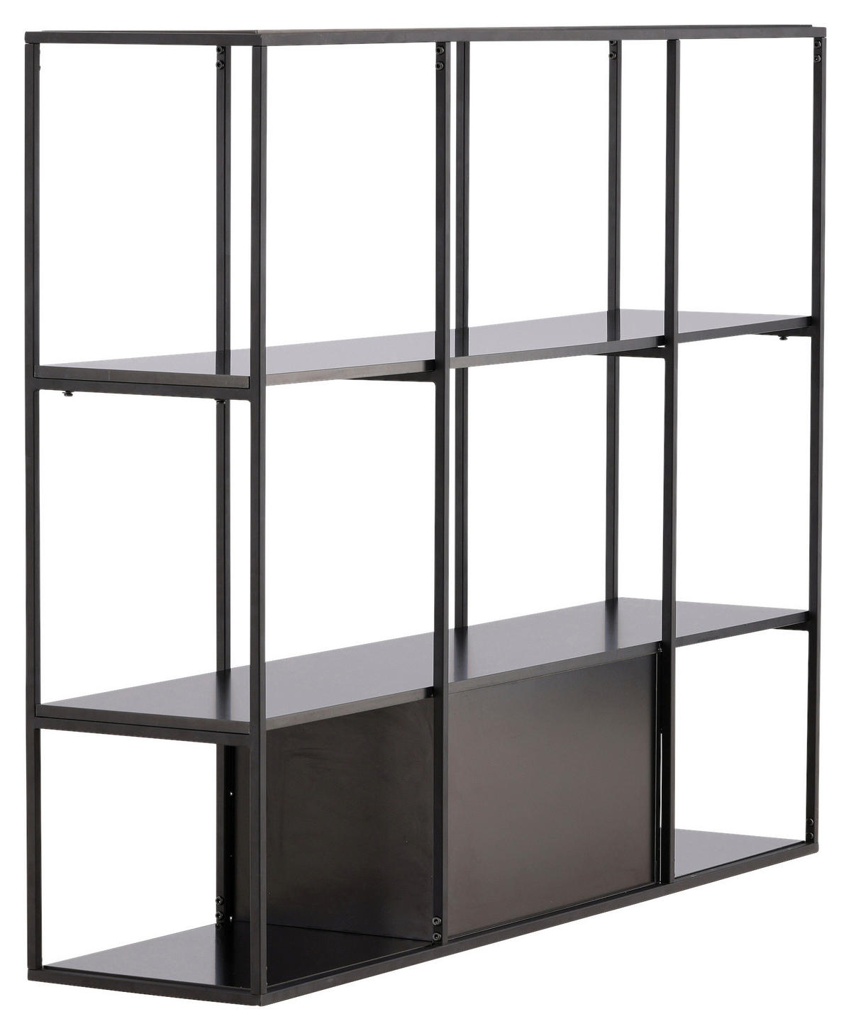 REGAL Schwarz, Nussbaumfarben  - Nussbaumfarben/Schwarz, Design, Holzwerkstoff/Metall (150/120/35cm) - Livetastic