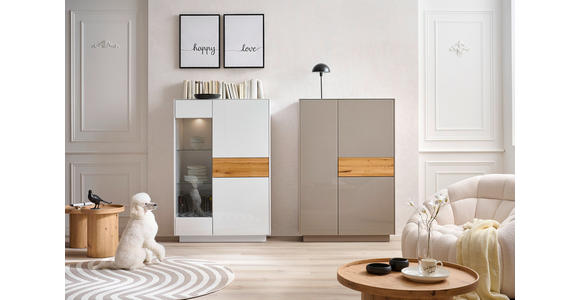 HIGHBOARD Taupe, Eichefarben 101/150/42 cm - Taupe/Eichefarben, Design, Glas/Holz (101/150/42cm) - Novel