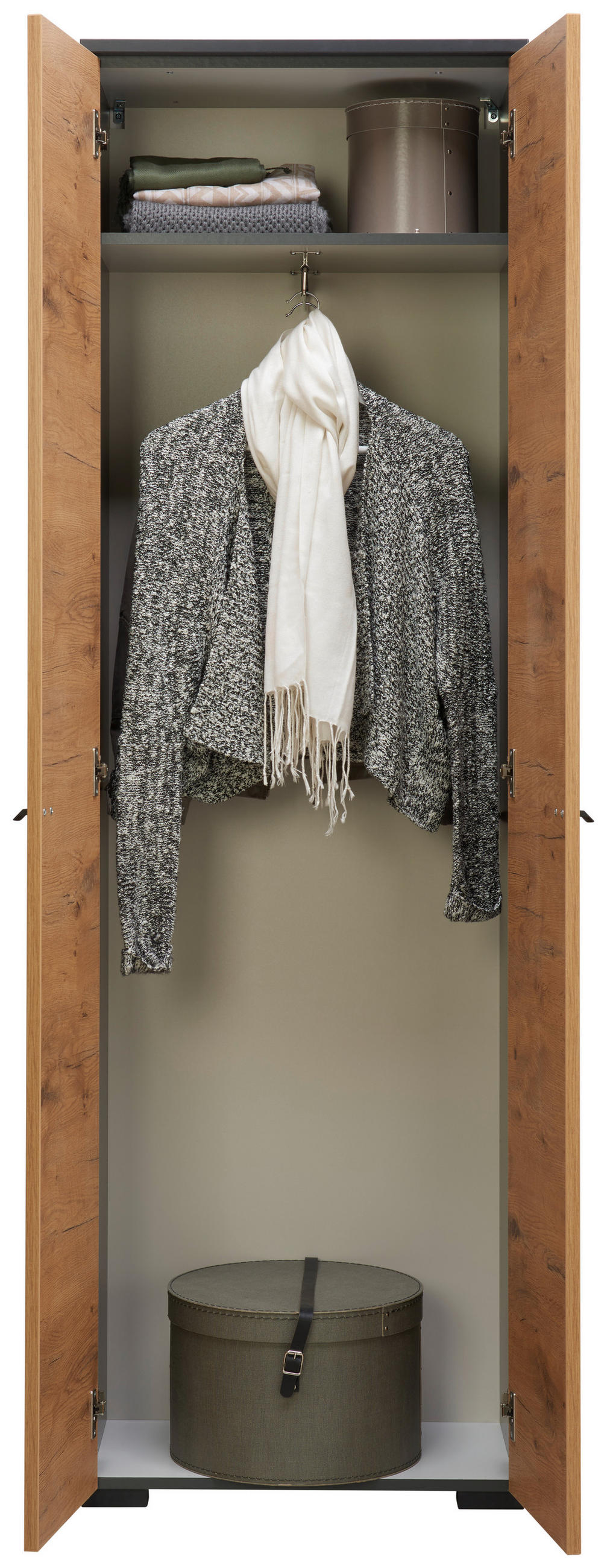 Thumbnail - Moderano Garderobenschrank, Anthrazit, Eiche, Holzwerkstoff, 1 Fächer, 60x200x34 cm, Beimöbel erhältlich, Garderobe, Gar...