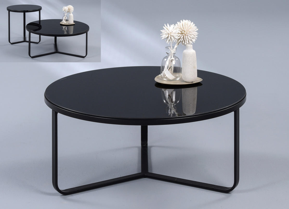 COUCHTISCH in Metall 80/80/35 cm  - Schwarz, Design, Glas/Metall (80/80/35cm) - Xora